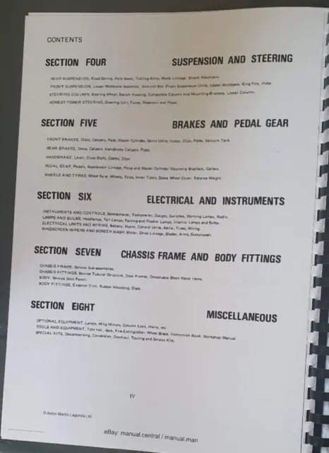 Aston Martin - Dbs V8 From Dbsv8/10000 - Parts Manual Catalogue 3