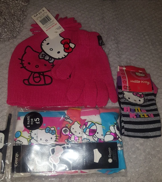 HELLO KITTY CLOTHING BUNDLE 'HAT/GLOVES/SOCKS & UNDERWEAR *BNWT* AGE 9+ See pics
