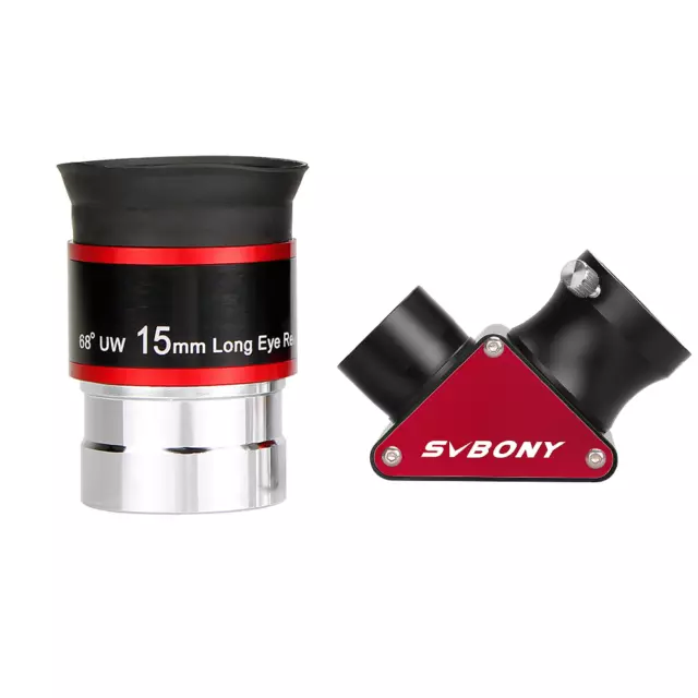 SVBONY Eyepieces 1.25inch 15mm 68° + SV188P 1.25inch 90° Mirror Diagonal