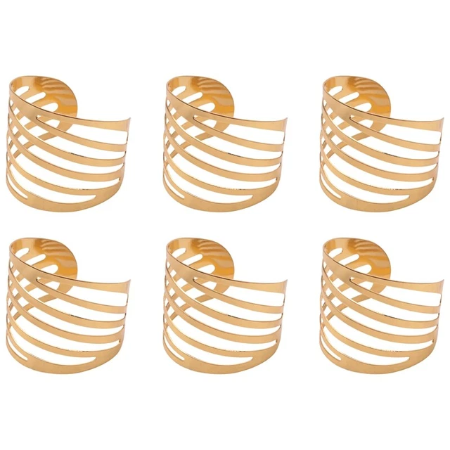 Set anelli tovaglioli oro da 6, supporto tovaglioli cavi per matrimonio bianco9551