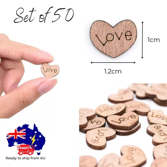 Mini Wooden Heart Shape Cutout Wedding DIY Crafts Decorative Confetti Wood Love