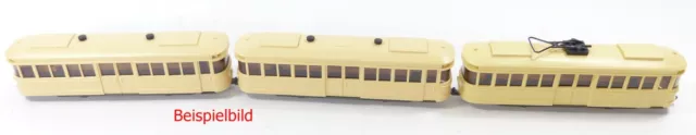 Wiking Straßenbahn mit Triebwagen und 2 Beiwägen  749 750 beige mit decals