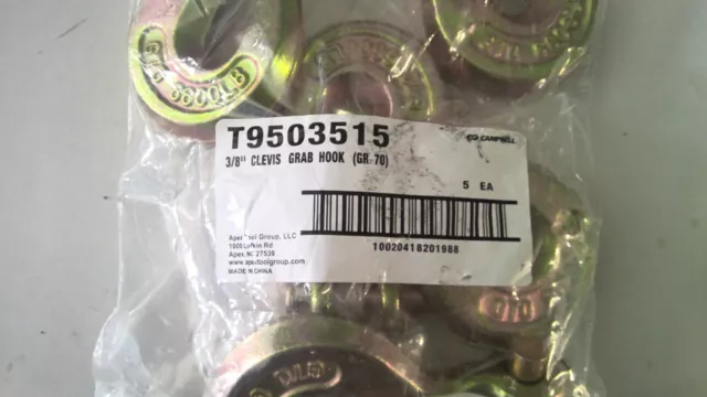 CAMPBELL 3/8'' CLEVIS GRAB HOOK T9503515 pack of 5