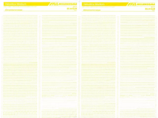 Letras de transferencia seca MECANORMA 22,6 CLN#368 HELVÉTICA AMARILLO 1,5/2/2,5 mm