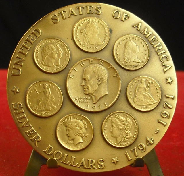 MEDAL 1971 DWIGHT Eisenhower Silver Dollar 34e President Of USA Medal £