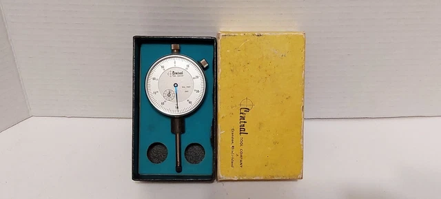 Vintage Central Tool Company #260-A 1" Range Dial Test Indicator w Orig Box