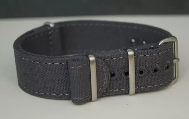 Canvas NATO Watch Strap Armband 20 mm Farbe dunkel grau grey  8132