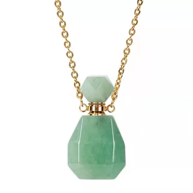 Natural Quartz Crystal Perfume Bottles Pendant Healing Gemstone Necklace Decor