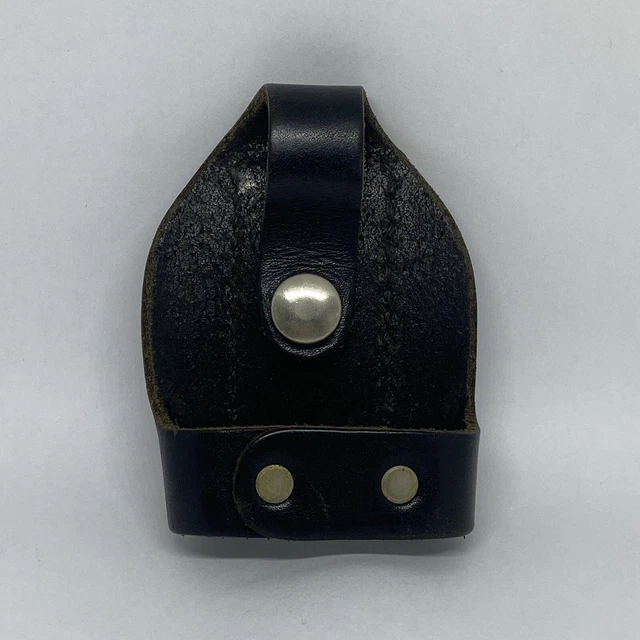 Vintage Black Leather Open Top Chain Security Cuff Handcuff Case Holster
