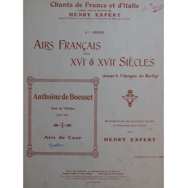 Boësset Antoine Divine Amarillis Singer Piano Or Organ *Great Gift Idea*