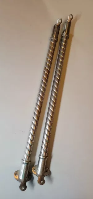 Antique Pair (2) Nickel Plated Brass Bathroom Sink Shelf Brackets Supports 24"