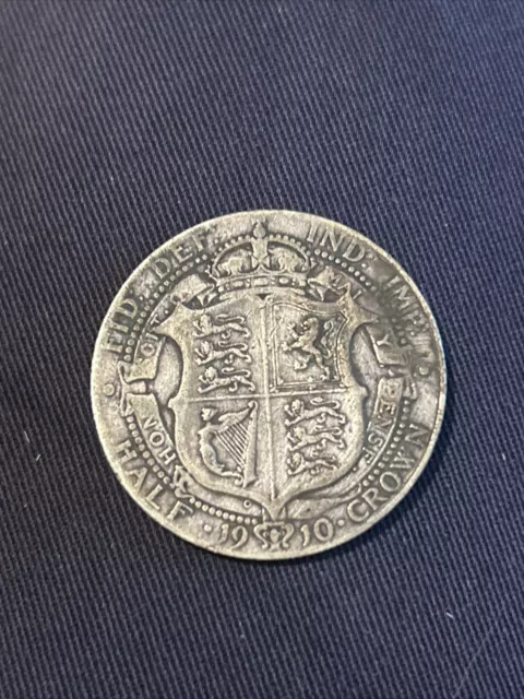 1910 Edward Vii Silver Half Crown (15748)
