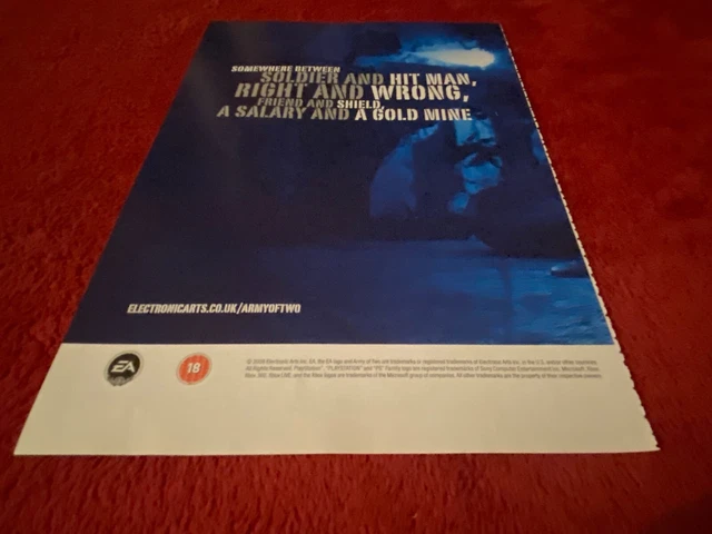 (Pad55) 2 Page Game Advert 12X18" Army Of Two : Playstation Xbox