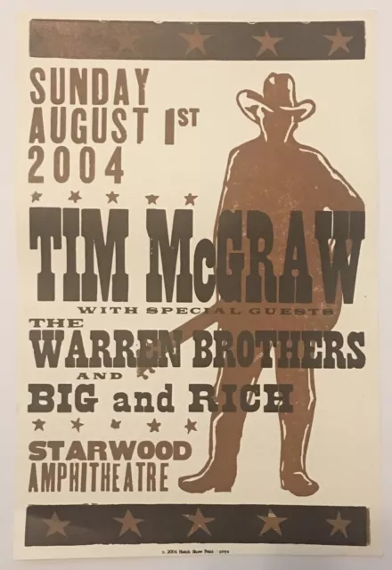 TIM McGRAW / BIG AND RICH Hatch Show Print 2004 Poster Starwood Amphitheater