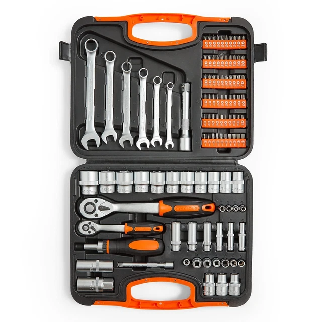 104-PIECE SCREWDRIVER TOOL Socket Set ¼ Inch & ½” Inch Drive & 6pcs ...