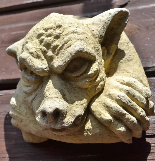 Gargoyle face wall plaque stone home or garden gothic ornament 13cm/5" H