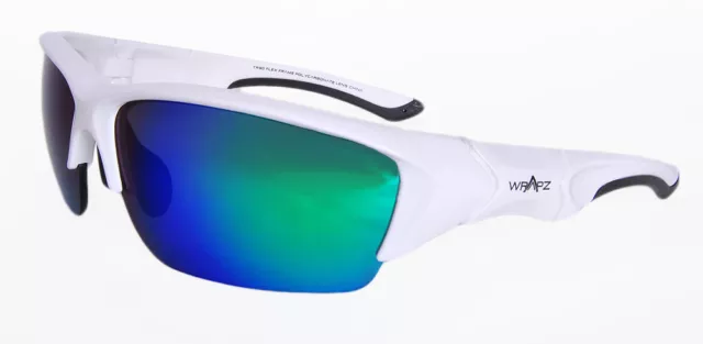 Wrapz 24000 Stormbird Sport Sunglasses Cricket & Golf White &  Green Mirror Lens