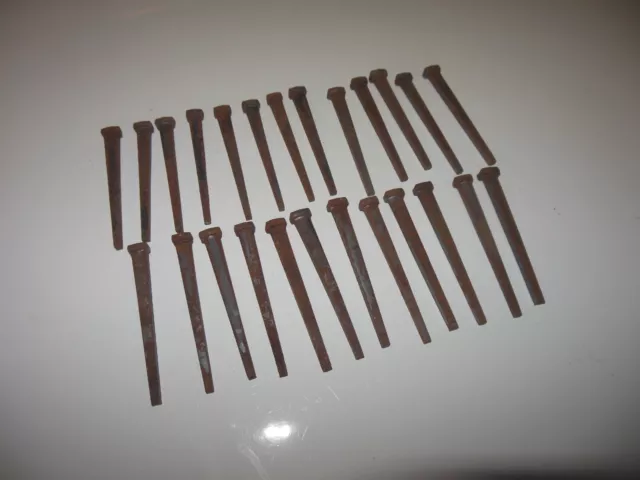 25 Square NAILS Rustic Vintage 2 1/2” Steel Cut Standard Large Heavy Duty NOS