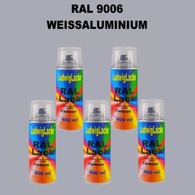 RAL 9006 Weißaluminium  Glänzend Spraydosen 5 x 400ml Sprühdose Lackspray