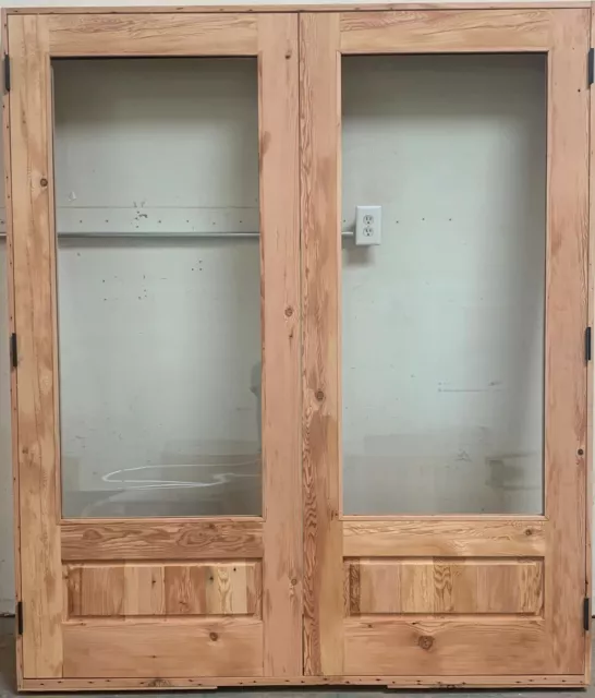 Rustic reclaimed lumber double door with glass You choose dimensions solid wood 2
