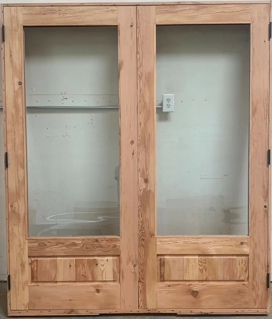Rustic reclaimed lumber double door with glass You choose dimensions solid wood 2