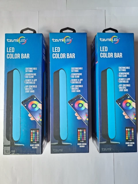 TZUMI SET OF 3 LED Light Bar RGB Colour Ambience Remote