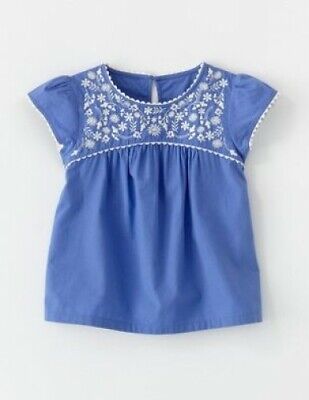 Ex Mini Boden Top T-Shirt Girls 4-5y 5-6y Embroidered Boden Johnnie b Woven