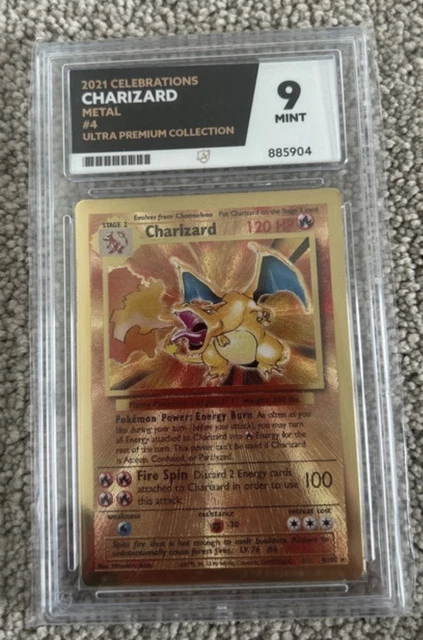pokemon celebrations gold metal charizard card 4/102 ultra premium collection #4 PSA 9 Commemorate your favorite Pokemon with this Charizard 2018 Pokemon Celebrations Metal Card #4 Card Theyve really outdone themselves ,