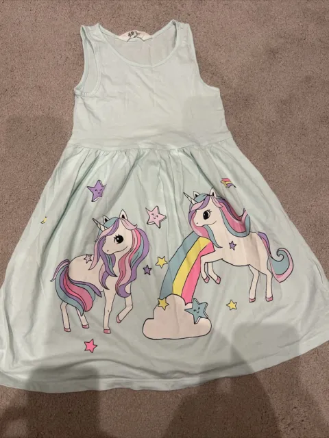 girls h&M unicorn dress age 6-7-8