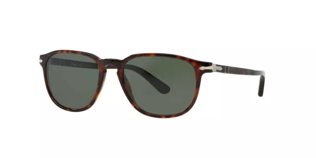 Persol PO3019S Sunglasses - Havana Frame, Crystal Green Lenses, 52 mm