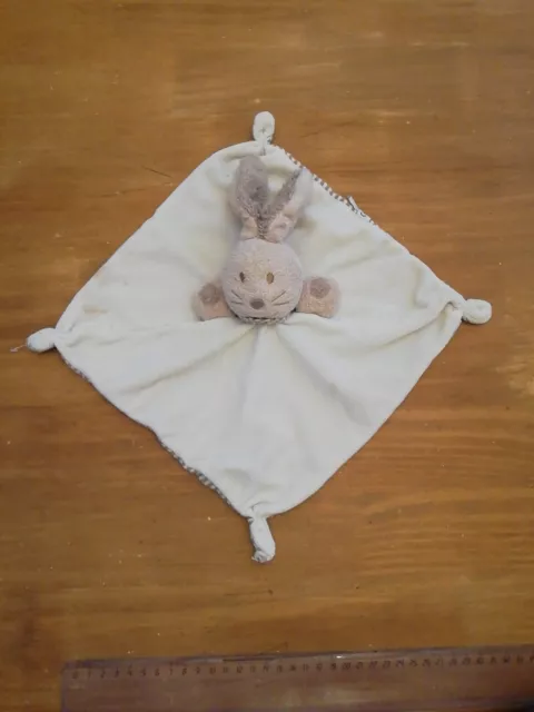 O/ Doudou Nature Et Découvertes Lapin Plat Beige Rayé Marron Bandana