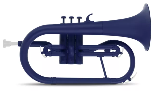 Flicorno Flugelhorn Plastica in Soprano Sib 3 Valvole Bocchino Borsa Blu Opaco