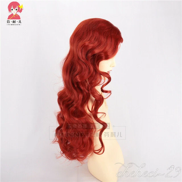 Anime Lolita Rojo Cobre Sexy Cabello Cosplay Ondulado Rizo Largo Peluca 75cm