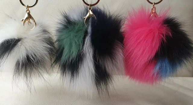 Pompon In Pelliccia Sintetica Mix Di Bacche Rimovibile Pompon - Foto 5