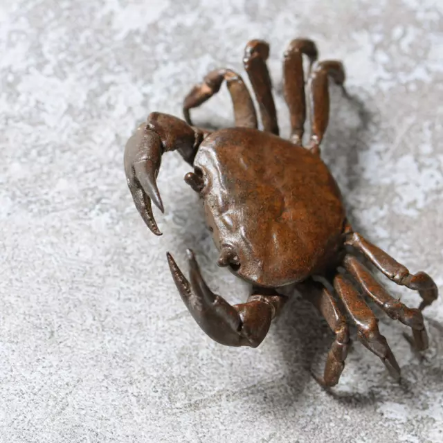 Handmade Chinese Bronze Lovely Crab Figure Statue Tea Pet Ornamen Retro Decor