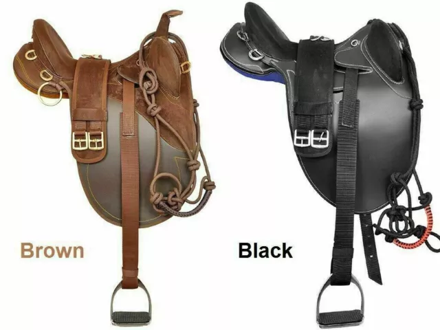 Synthetic Suede Australian Stock Saddle With Matching Girth Size-10"-22".