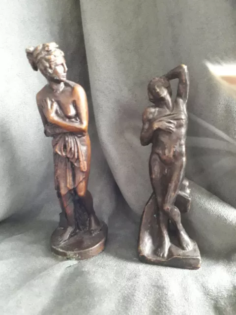 Lot De Deux Statuettes Bronze- Reproduction Atlas