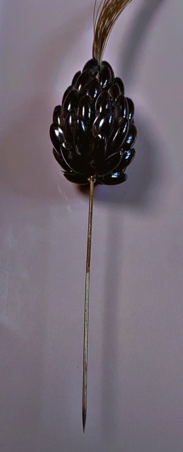 Épingle à Chapeau Ancienne Plaqué Or Avec TOPAZE - Longueur 5 Cm - Occasion Vintage