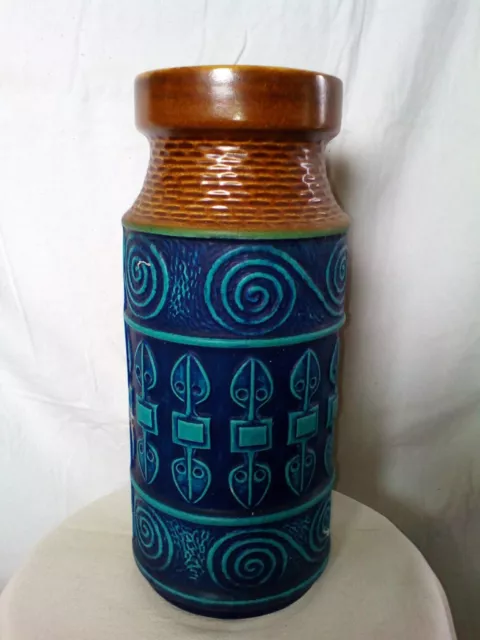 Außergewöhnliche Bodenvase dkl.Blau warmer Braunton  45cm / 60 er Jahre Vintage