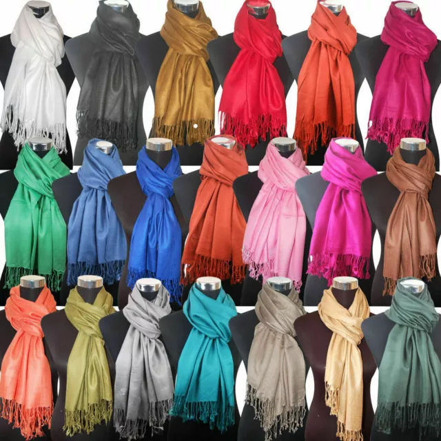 Pashmina Schal 100 % Viskose Einfach Halstuch Stola Schal viele Farben verfügbar