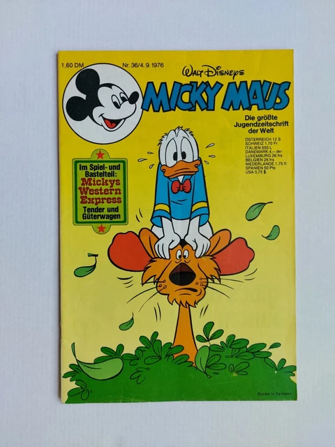 Ehapa - Micky Maus Nr. 36 / 04.9.1976 - Top Zustand Z1 (mit Beilage & Schnipp)