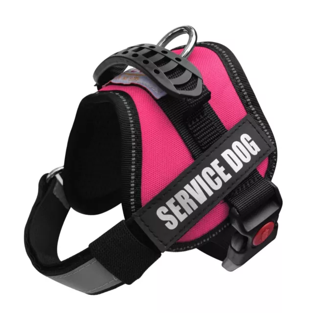 ALBCORP Reflective Service Dog Vest Harness, Woven Nylon Adjustable Straps Pink