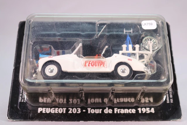 LK759 NOREV UH Atlas 1/43 Voiture Peugeot 203 porte vélo Caravane Tour France 7
