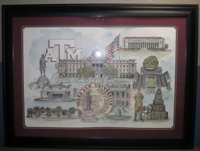 Larry Bridges Signed Art Texas A&M Aggies Litho Framed Matted Ltd. Ed. 418/2500