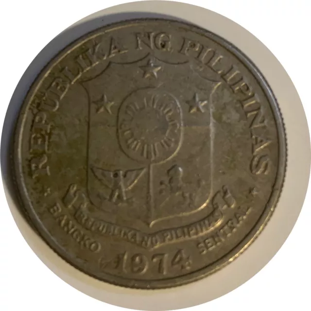 1974 Philippines One 1 Piso Rizal Arms Coin VF Rare