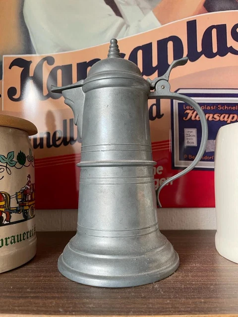 Zinnkrug mit Deckel, zinnfarben ca 600g