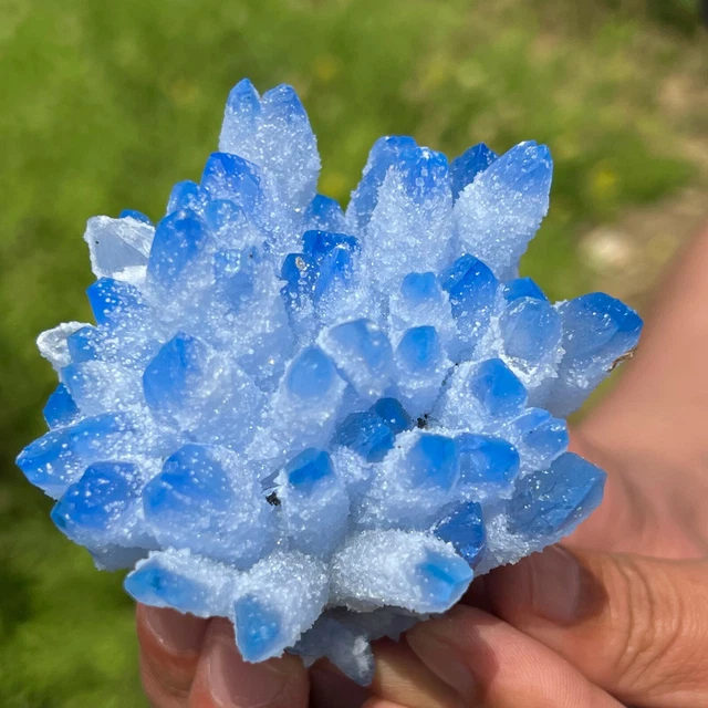 347G New Find sky blue Phantom Quartz Crystal Cluster Mineral Specimen Healing 5