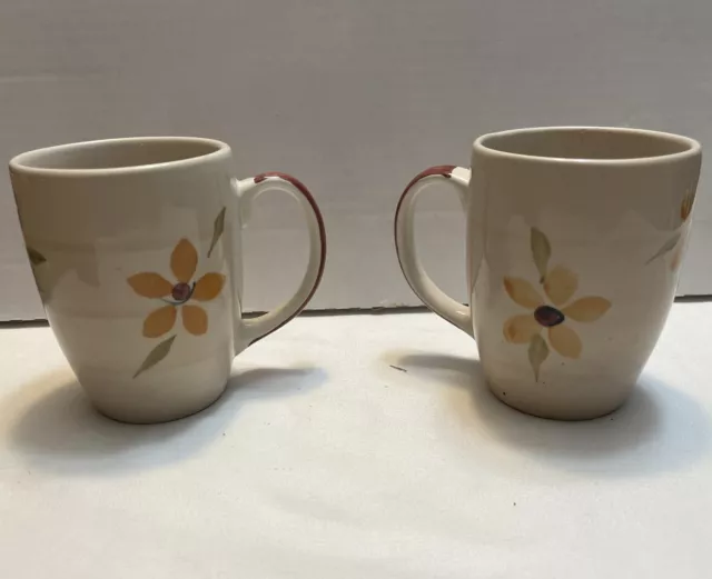 Set Of 2 Mulberry Home Collection Coffee Cup Mugs Floral Hand Painted