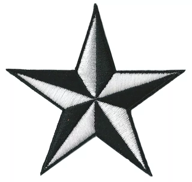 Ecusson patche étoile Noir Blanc star patch brodé thermocollant