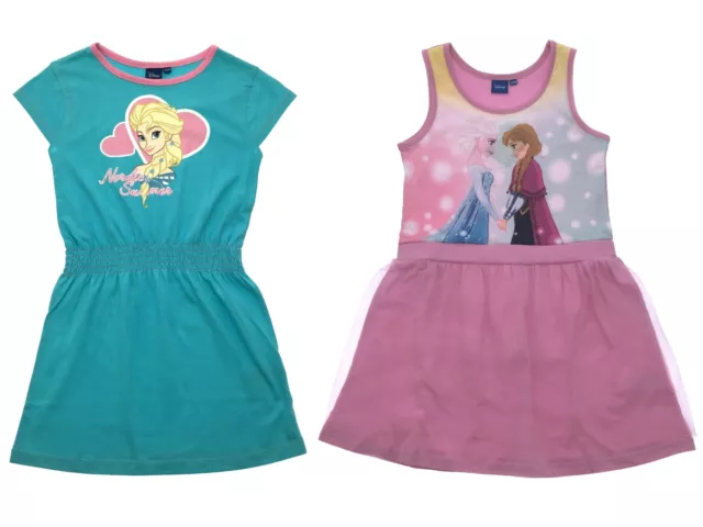 Disney Frozen Girls Summer Dress Kids Elsa Anna Olaf Party Dress Up Top Size